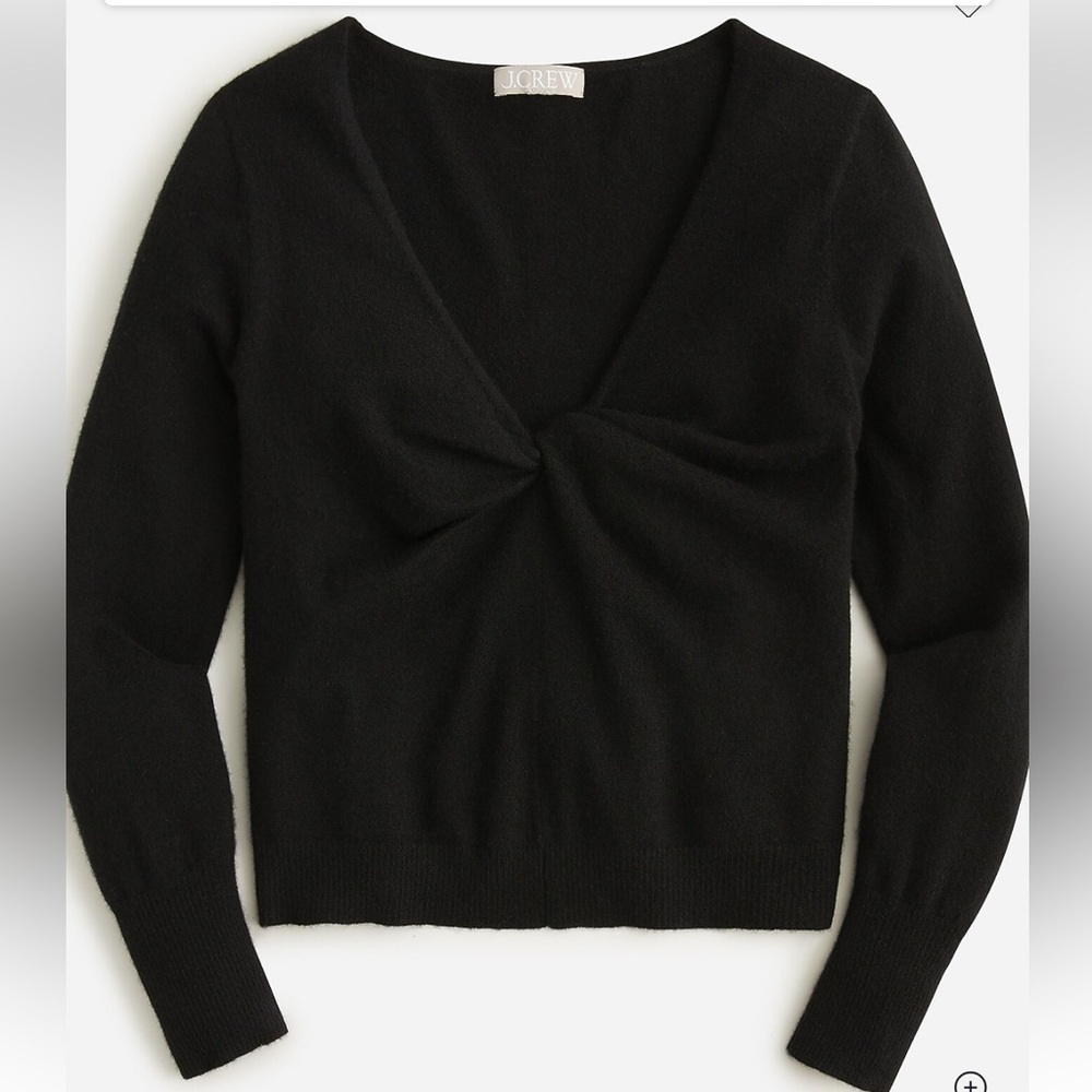 J. Crew Black Twist-Front Cashmere Blend Sweater. Size XS. Style BM192